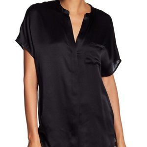 Vince short sleeve pocket Silk Top  midnight blue size S